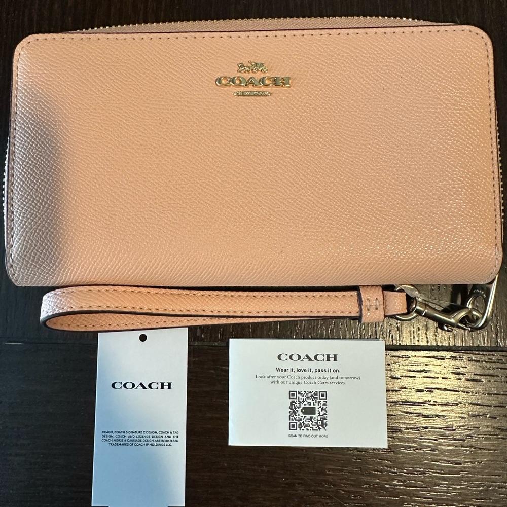 Coach wristlet long zip around wallet